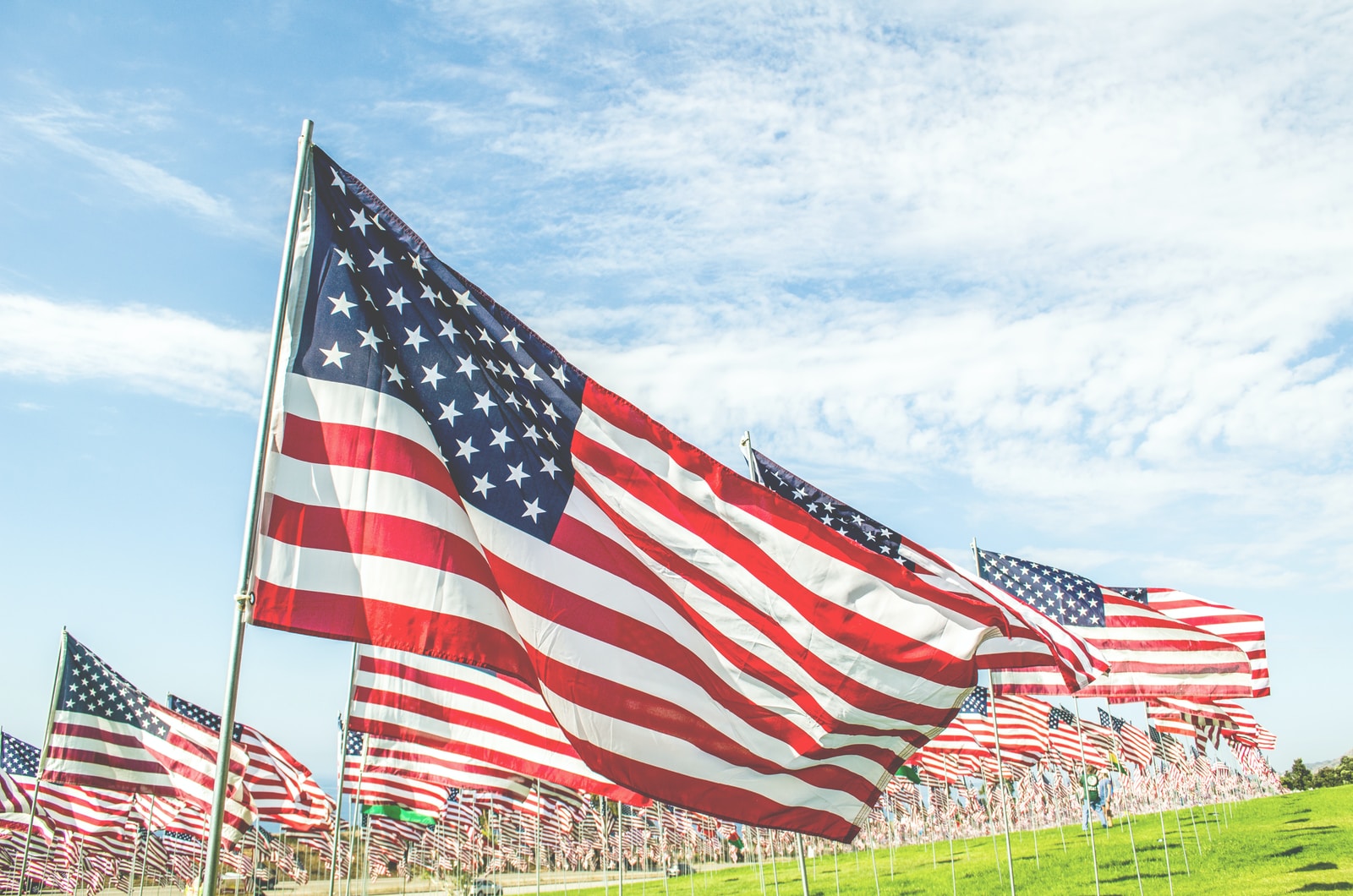 flag of U.S.A. on green grass field